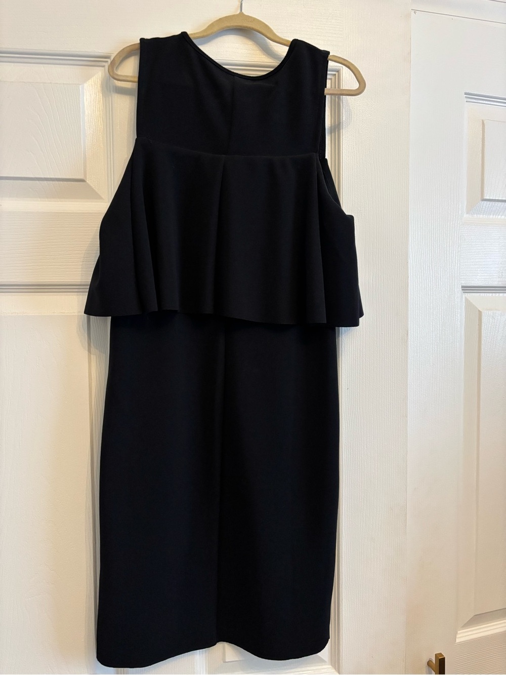Zara Black Midi Dress with Overlay Ruffle